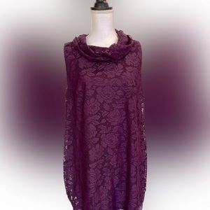 Women’s Lane Bryant sz 16 Tunic Blouse Top lace purple lined